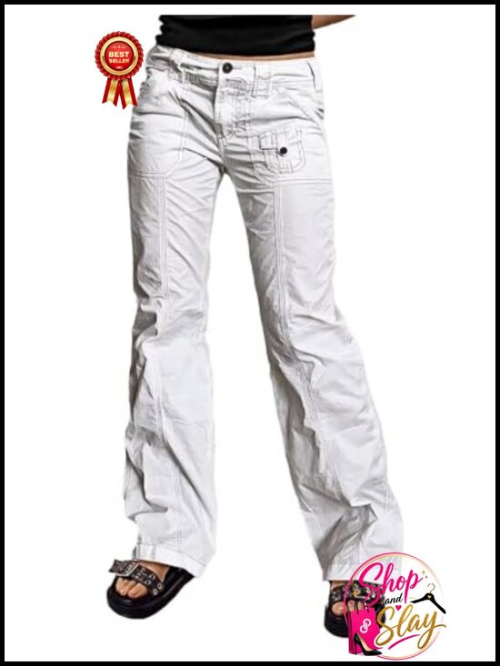 Pants - Straight Leg Mid Rise Chino Pants 100% Cotton Front Patch Pockets